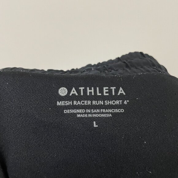 Athleta Mesh Racer Run Mid Rise 4" Shorts in Black Size Large - Picture 3 of 7